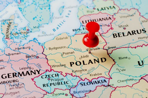 Mapa Polski, w której też będą obowiązywać nowe przepisy dotyczące e-faktur